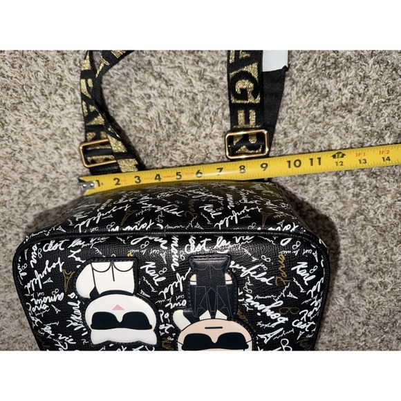 Karl Lagerfeld Paris Medium‎ Backpack Black Gold AOP Script L5GK48CJ NWT $198 - Picture 8 of 10